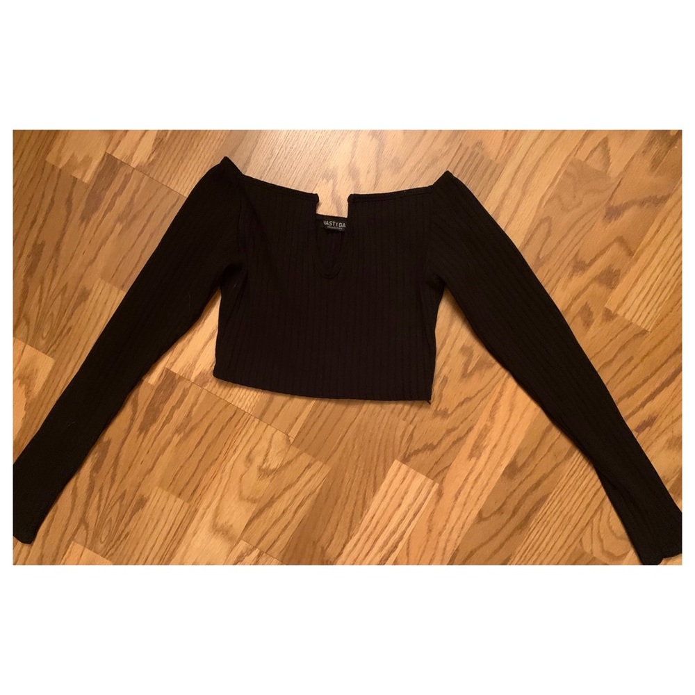 Nasty Gal Long Sleeve Ribbed Crop Top